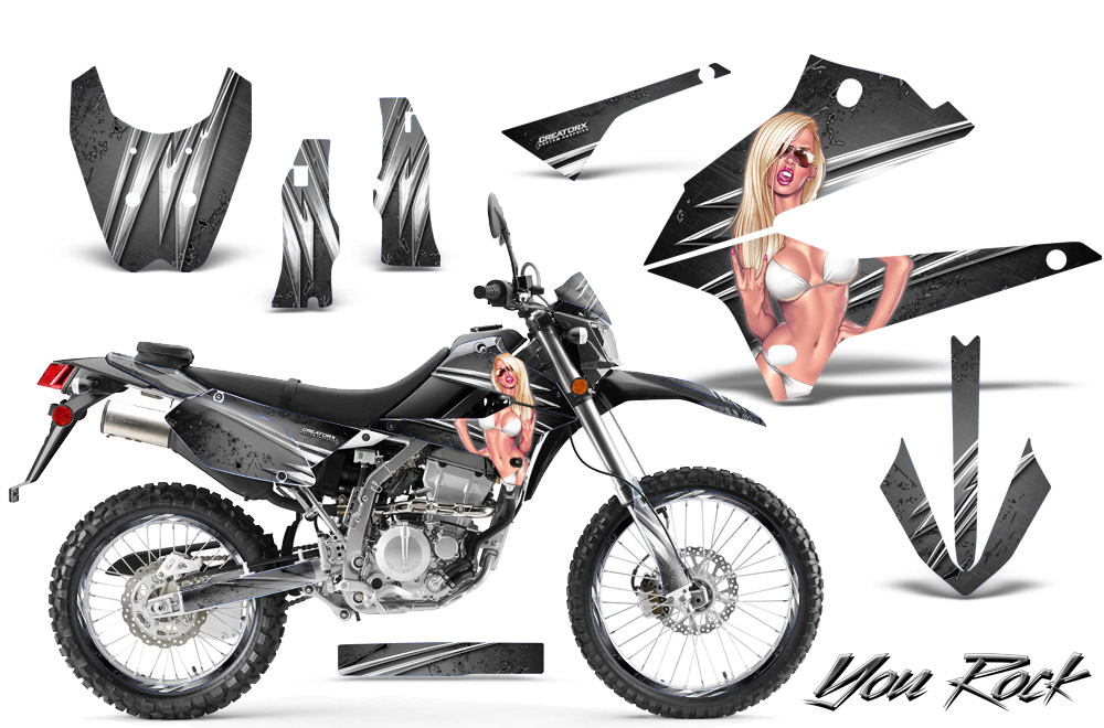 Kawasaki KLX DTRACK Graphics Kit You Rock Silver NP Rims